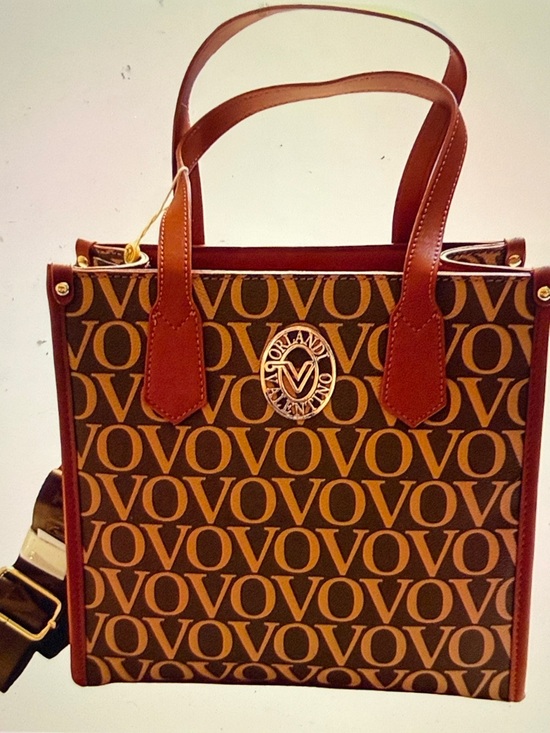 Valentino Orlandi Handbags - Priced to MOVE! Valentino Orlandi Brown V-Monogram Tote with Tan Trim